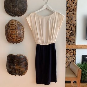 Alice + Olivia blue and cream dress